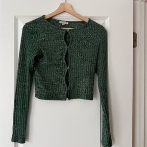 Green Ribbed Women's Sweater